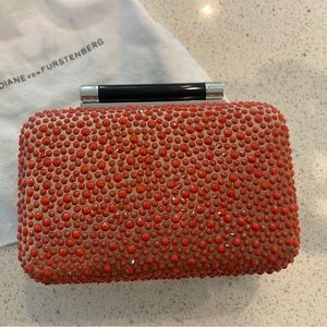 Authentic crystal embellished DFV clutch purse. Perfect condition.